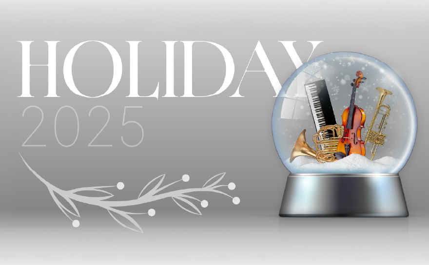 Snow globe with musical instruments inside